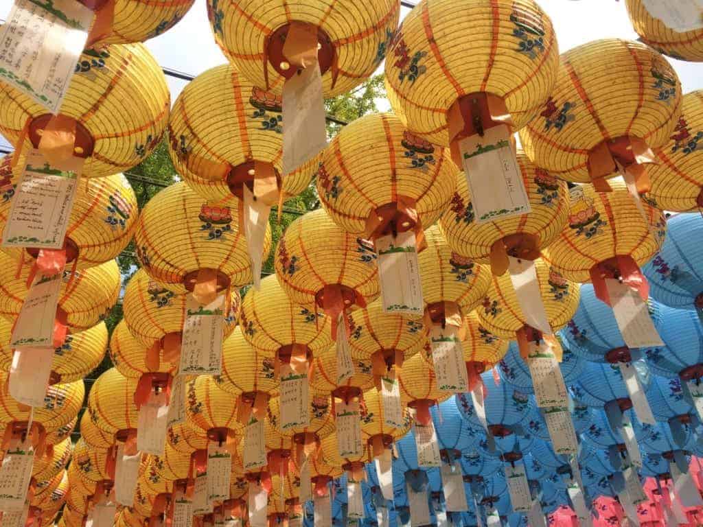 Beautiful paper lanterns in the temples of Gyeongju