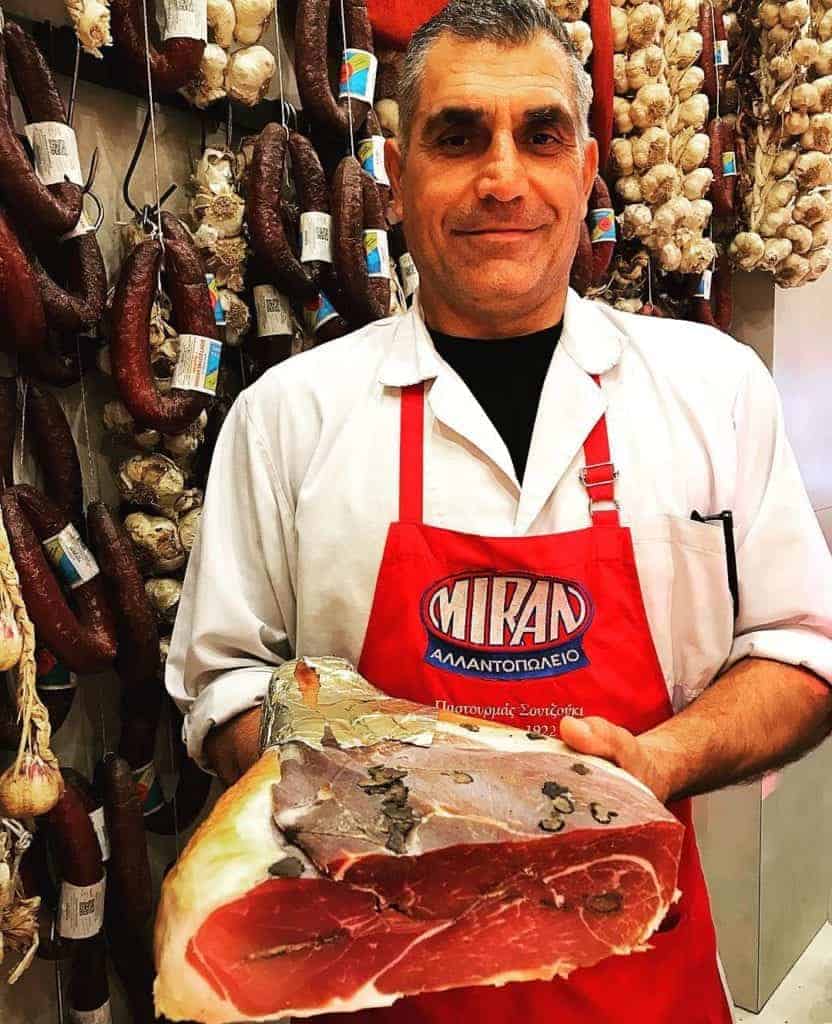 Athens Food Tour
Miran charcuterie store vendor in Psiri, Athens