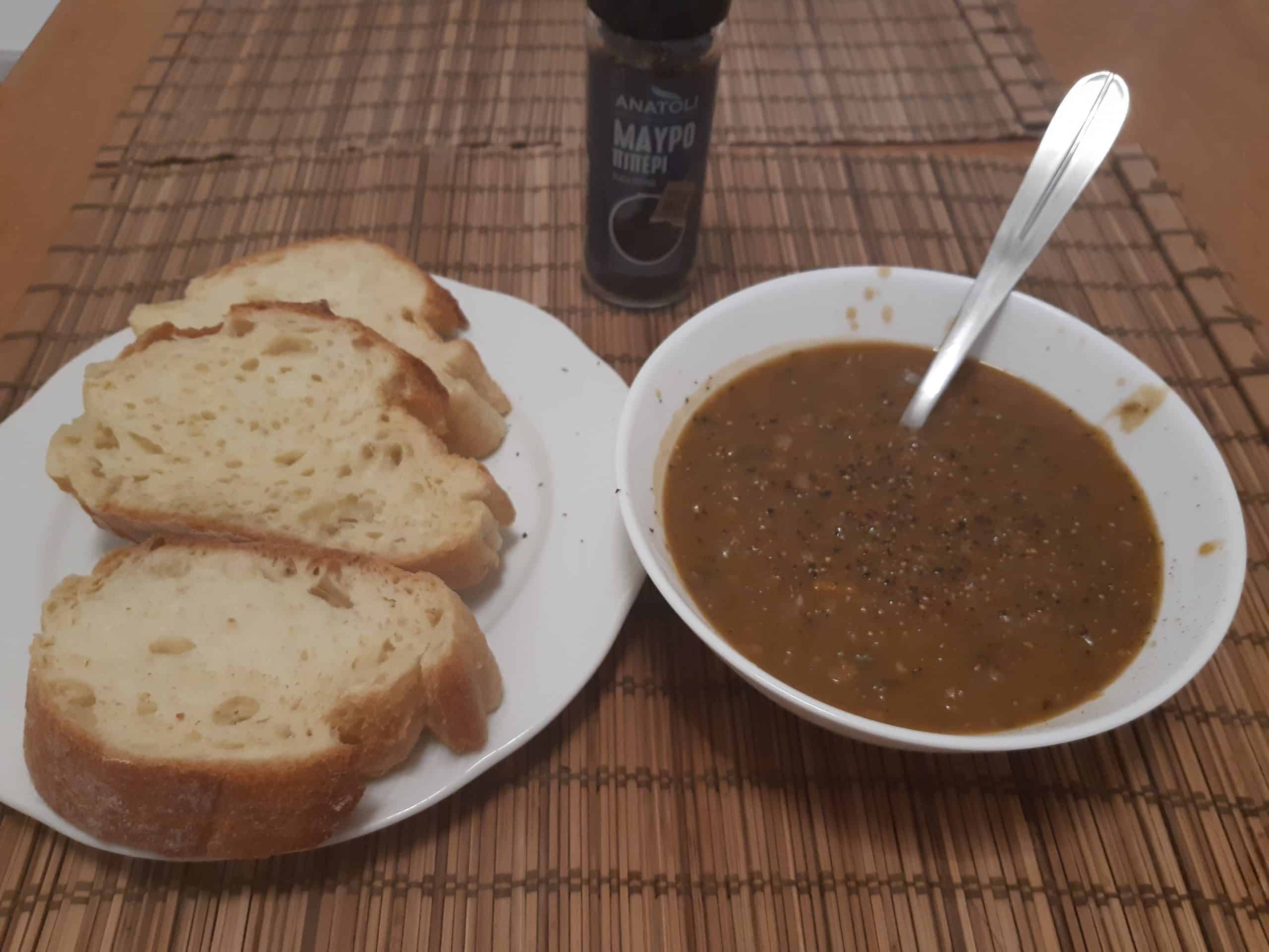 Greek lentil soup (fakes) made by yours truly