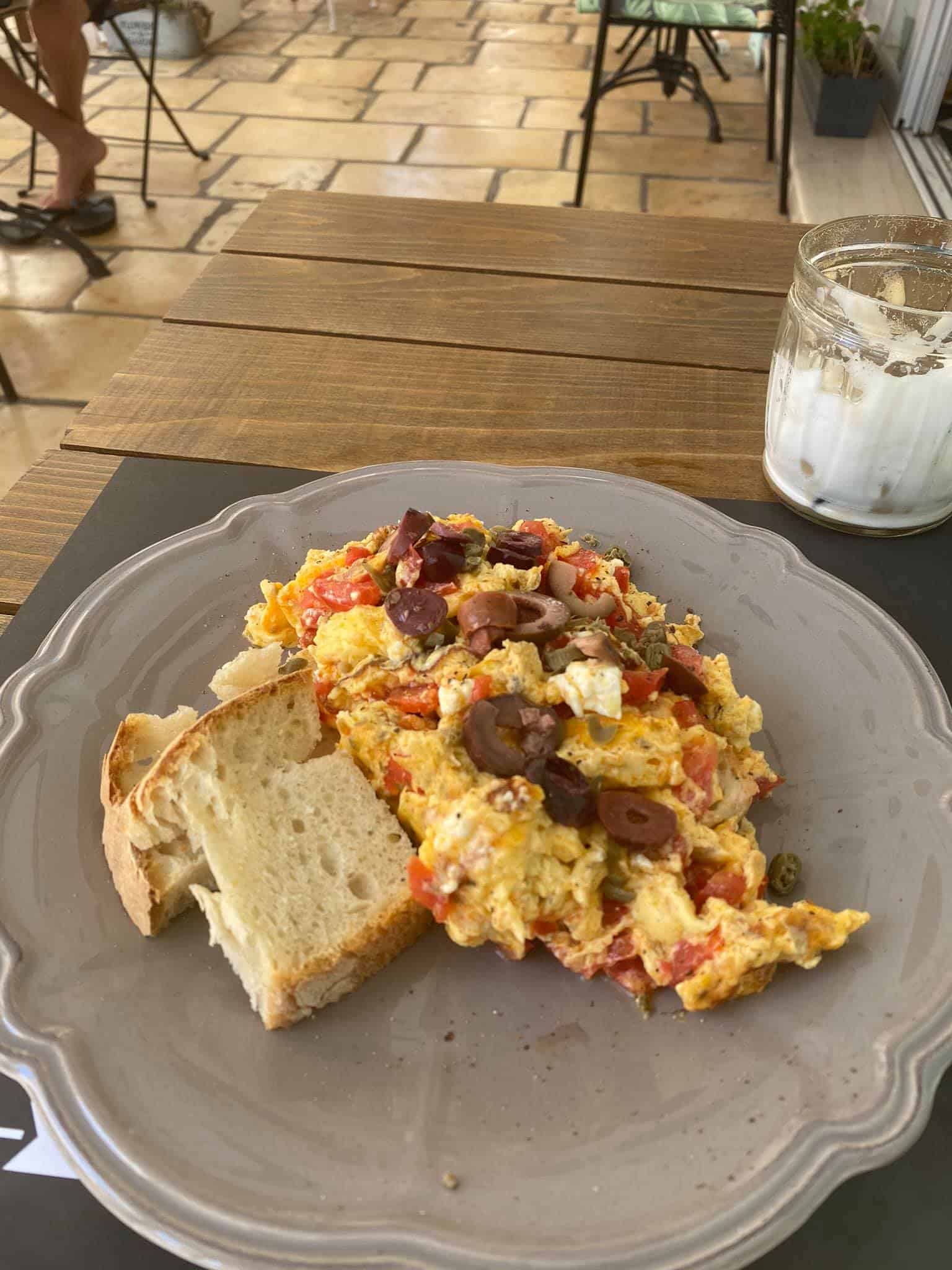 Slow cooked Mediterranean eggs at Fanalino Restaurant, Gaios