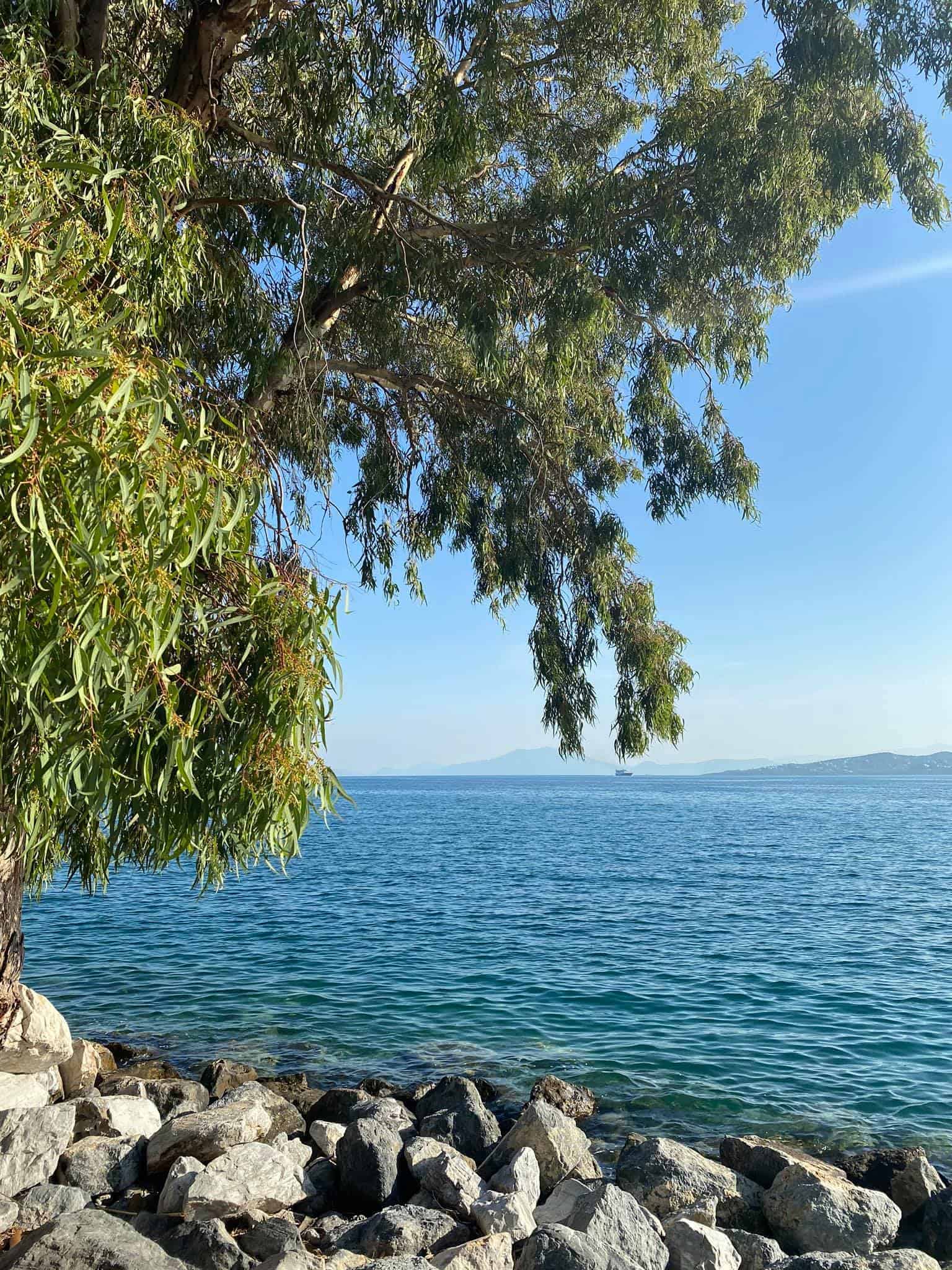 View from Isalos beach bar, Volos, Greece