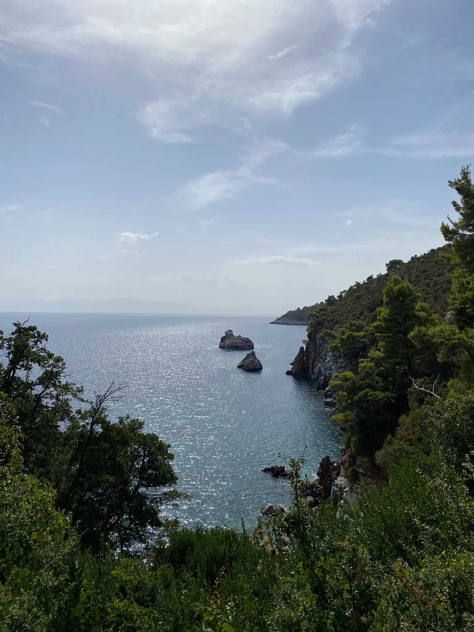 Pleasant views on the walk from Skopelos town to Stafilos and Velanio