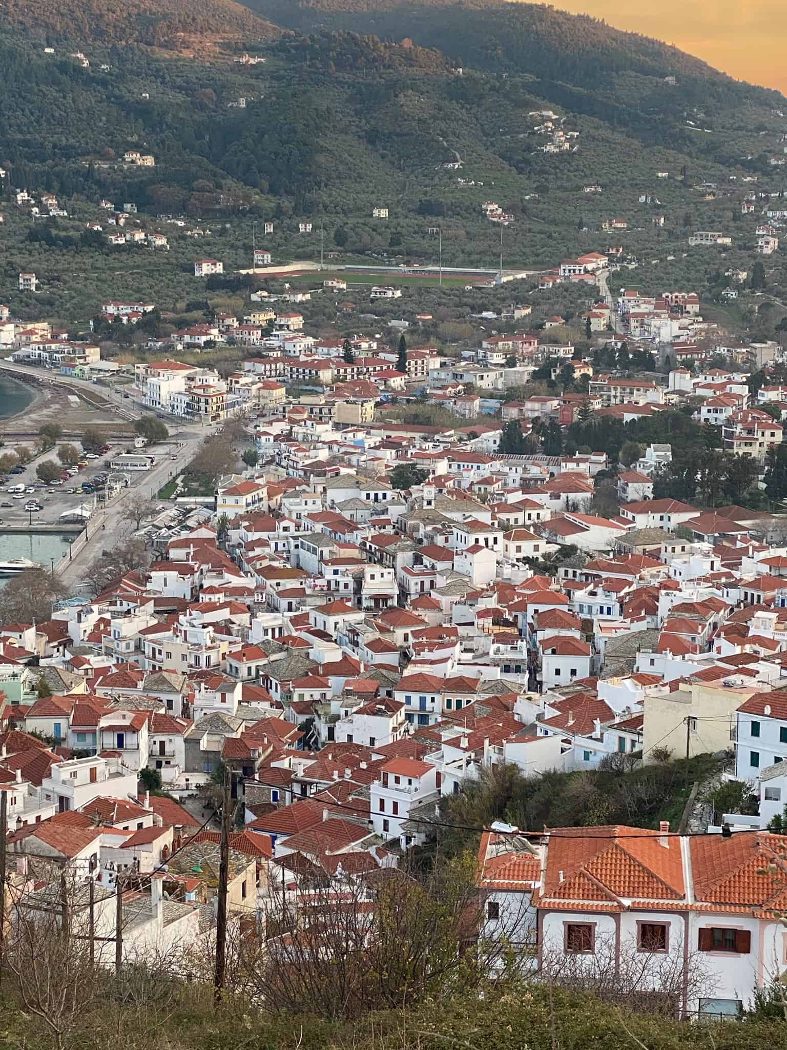 Skopelos town at golden hour