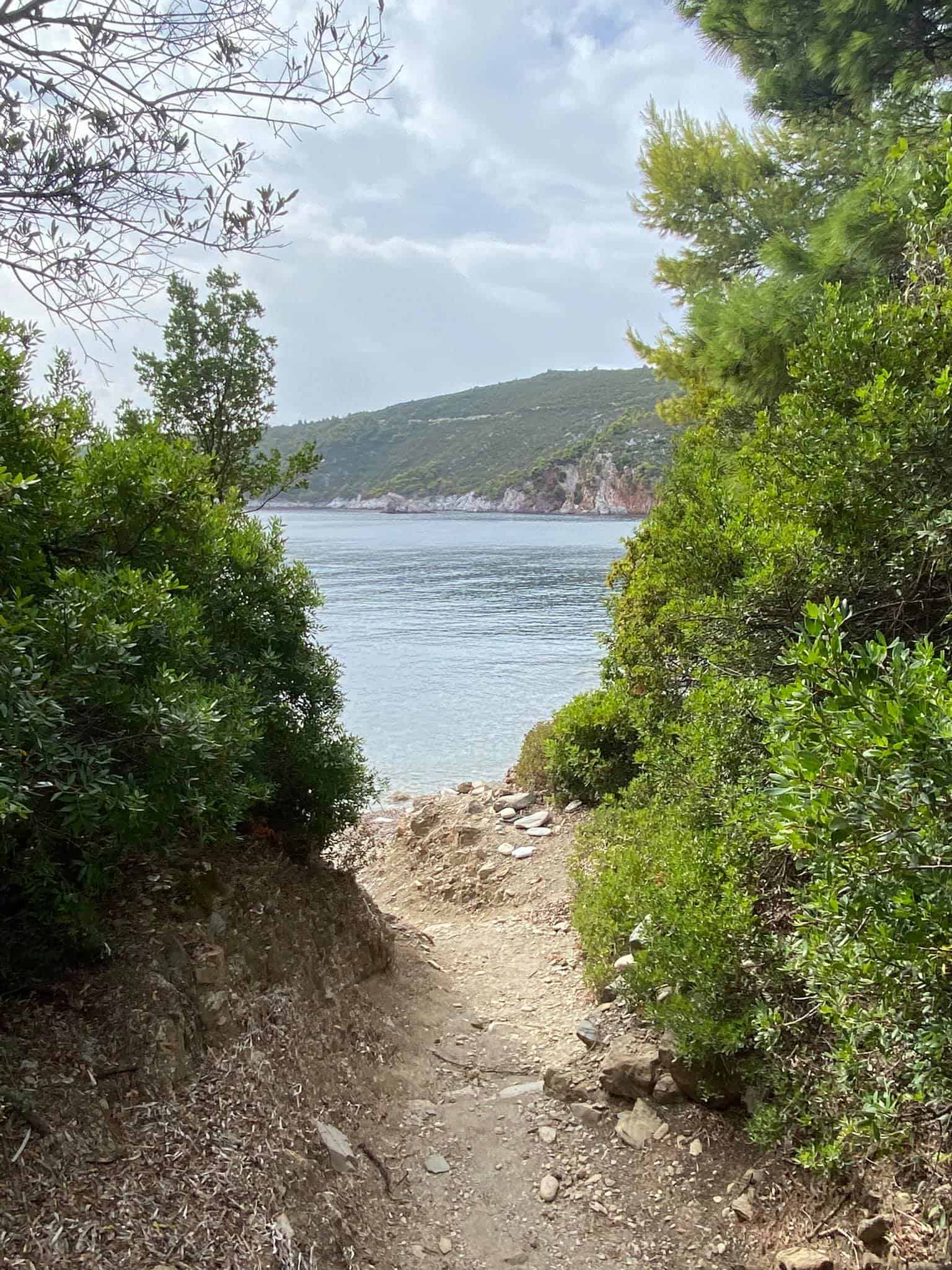 The woodland path connecting Velanio and Stafylos beaches