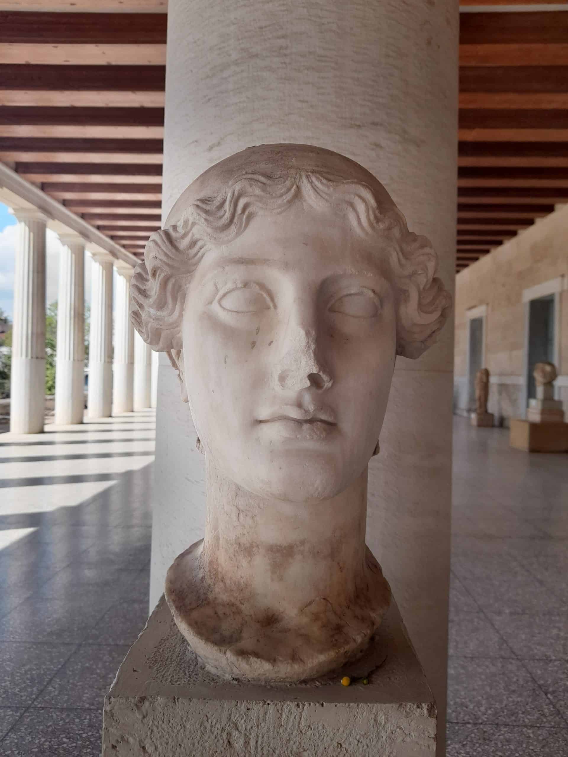 A bust inside the Stoa of Attalos at the Ancient Agora