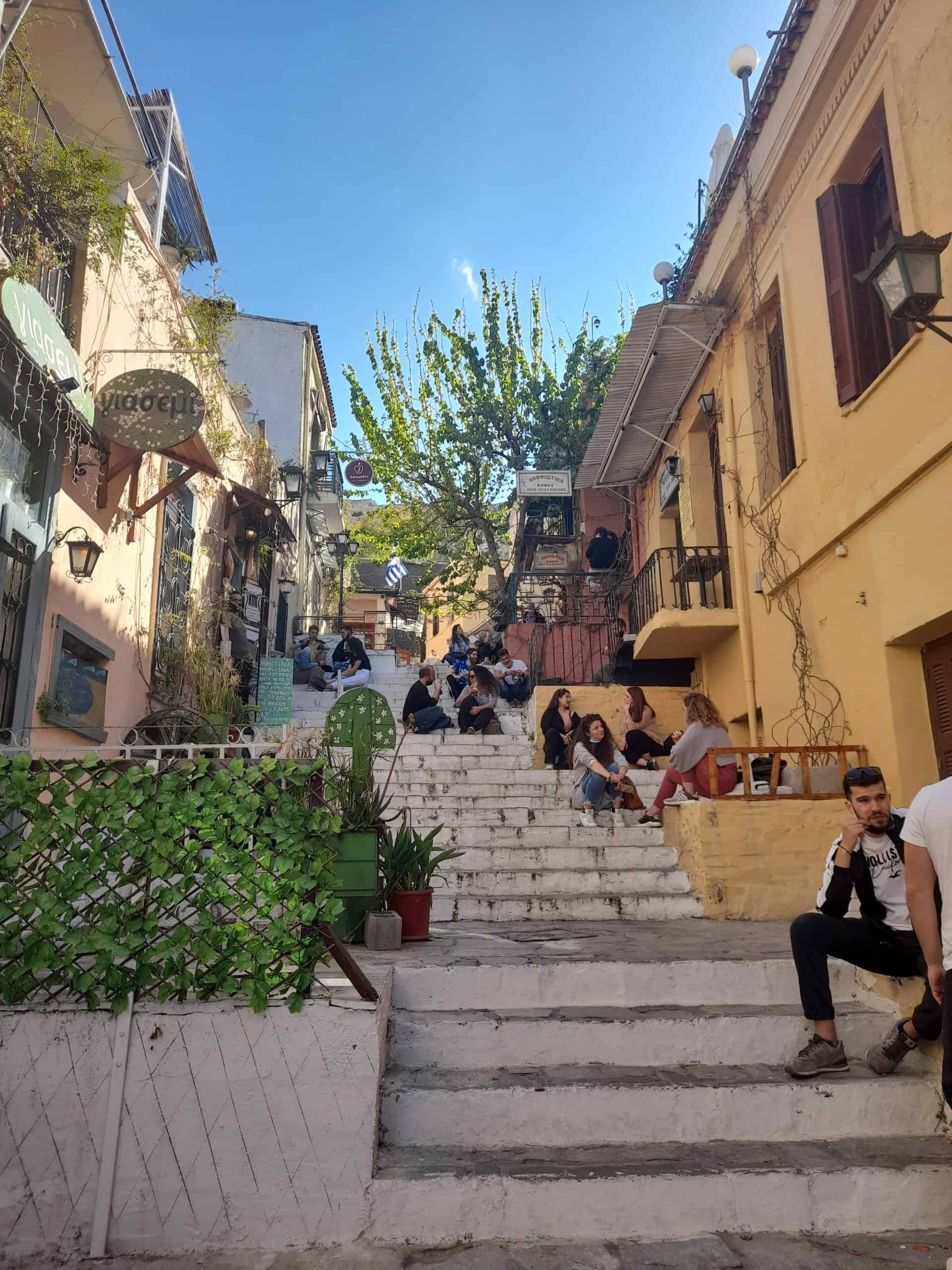 The quiet streets of Plaka during the pandemic in Athens