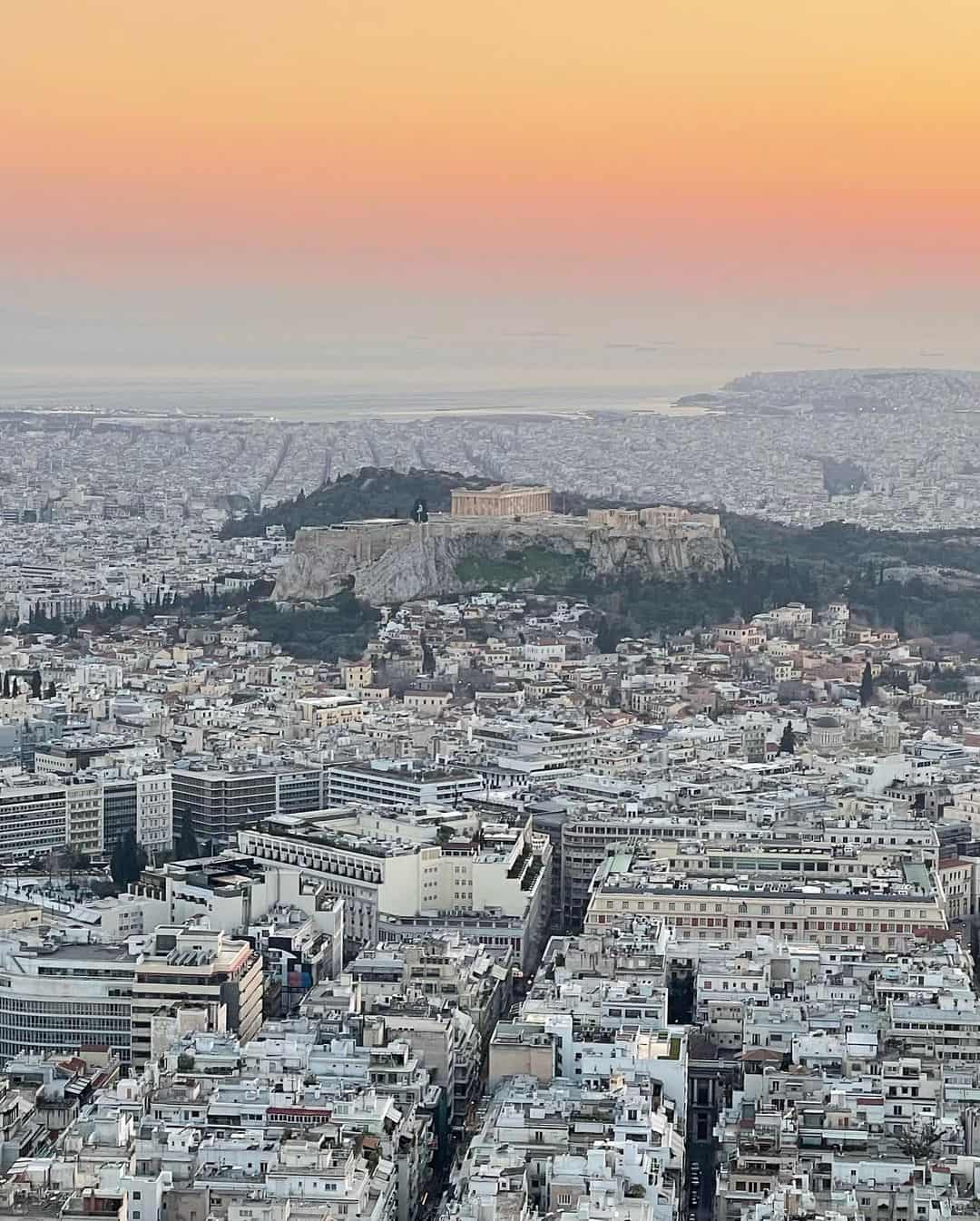 Athens neighborhoods: Sunset from Lycabettus