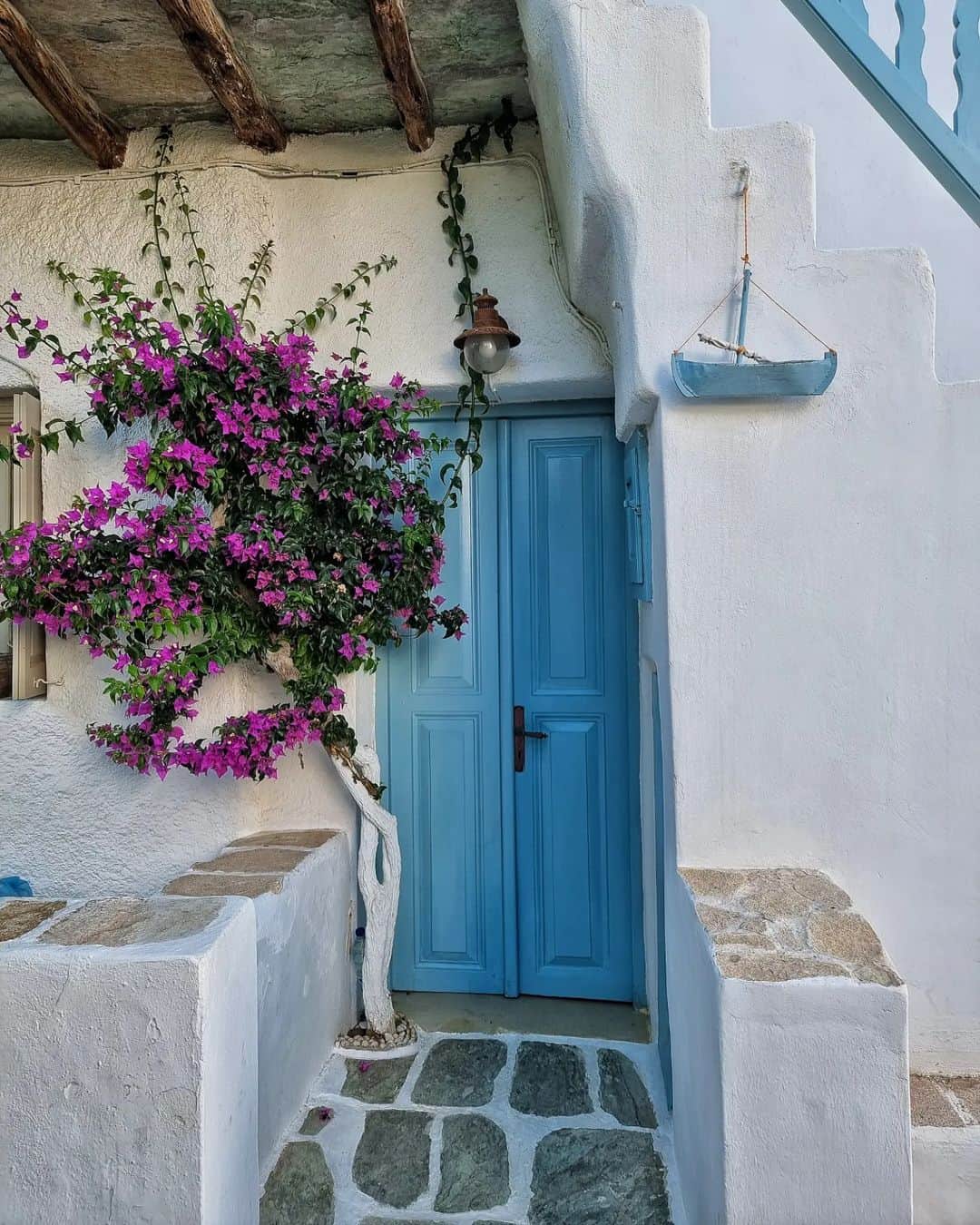 A vibrant blue door