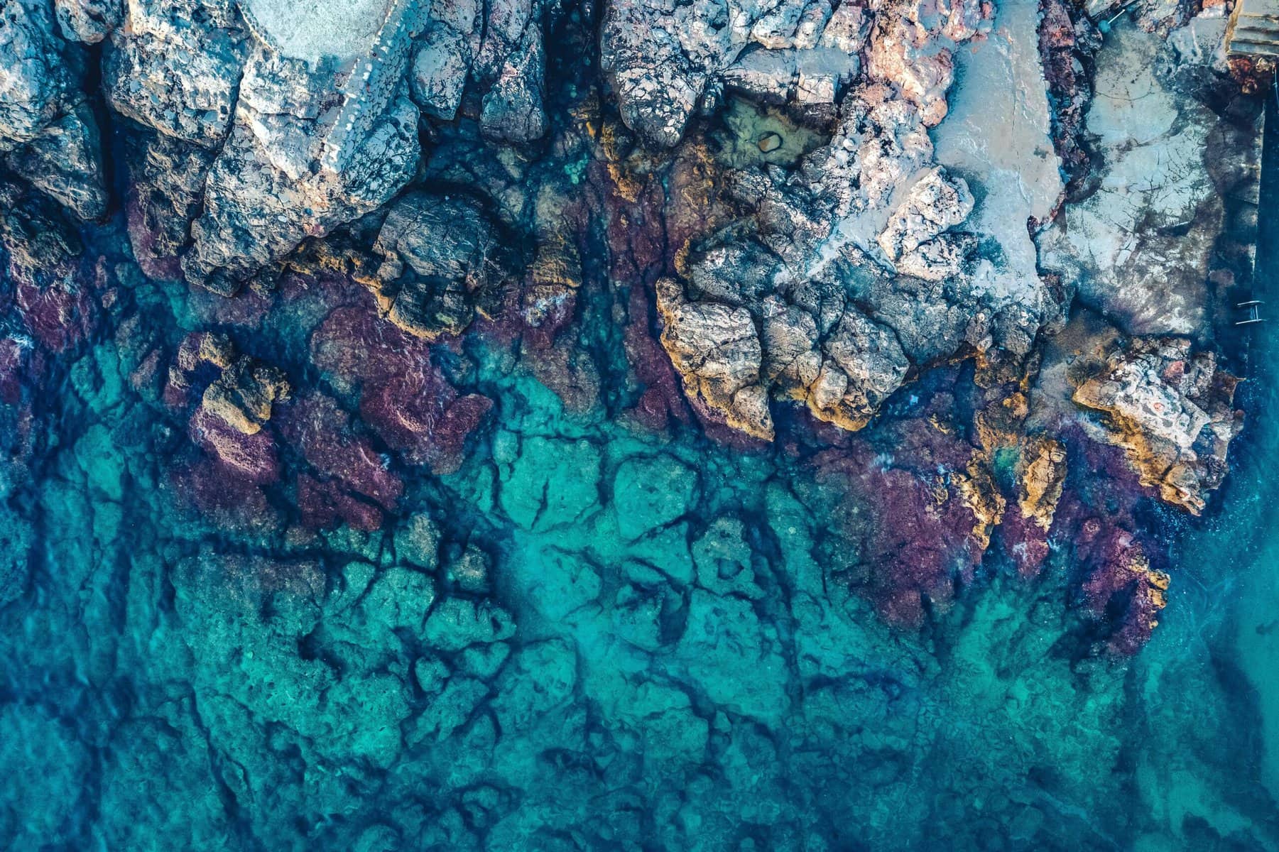 An aerial view on an ocean in Lindos